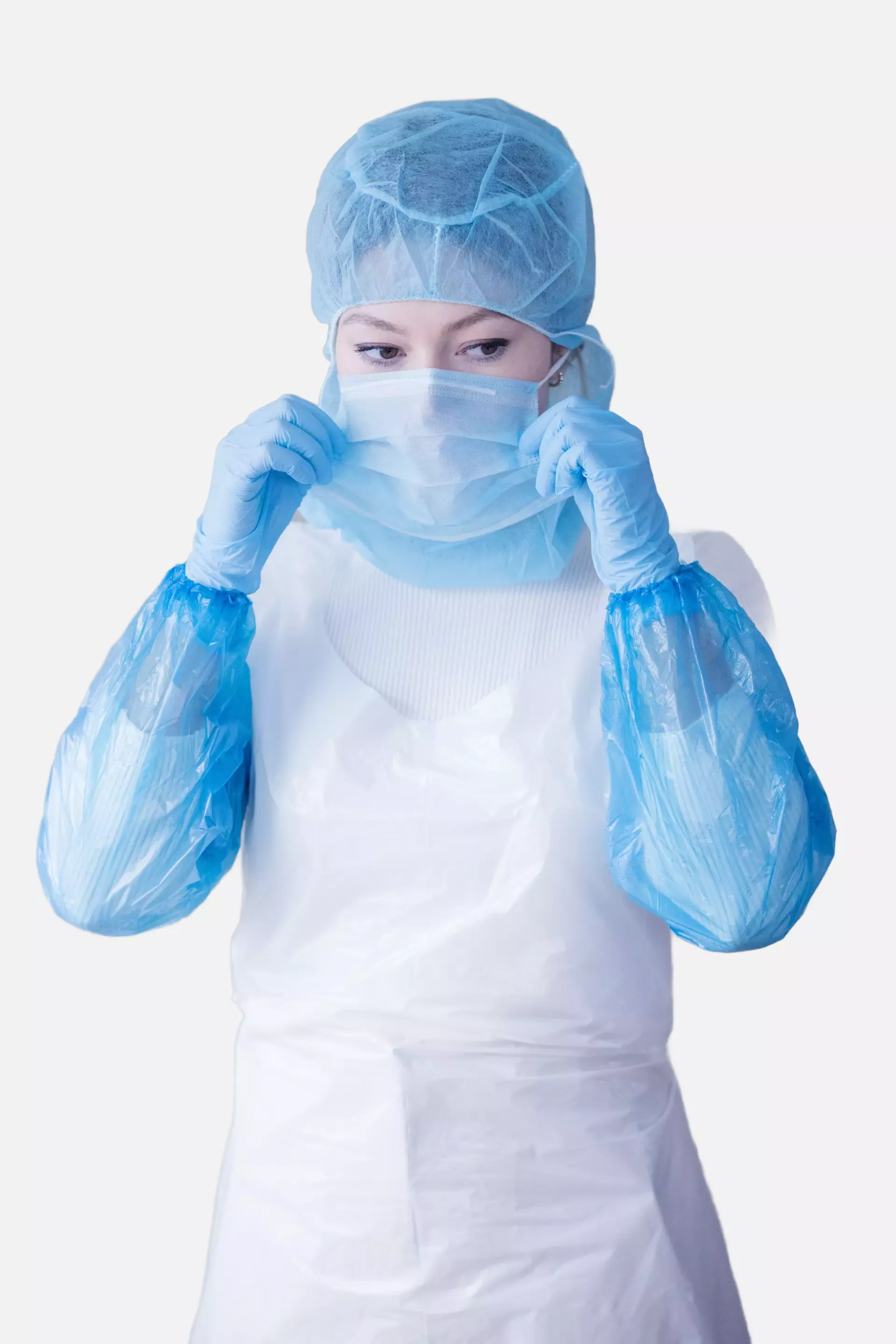 Nitras Medical 4022, Astro caps with integrated 2-ply face mask with nosepiece, image 2