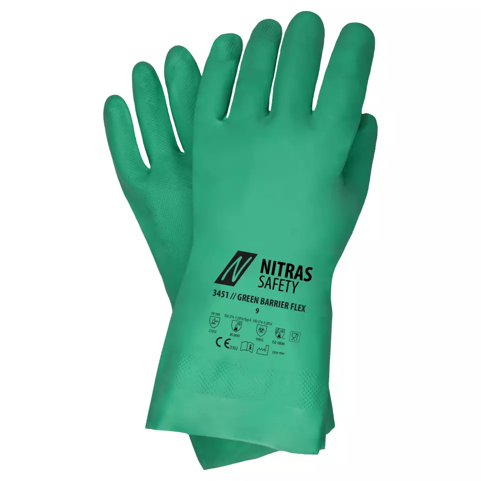 NITRAS 3451, GREEN BARRIER FLEX Chemical Protective Gloves, Green, image 1, gallery thumbnail