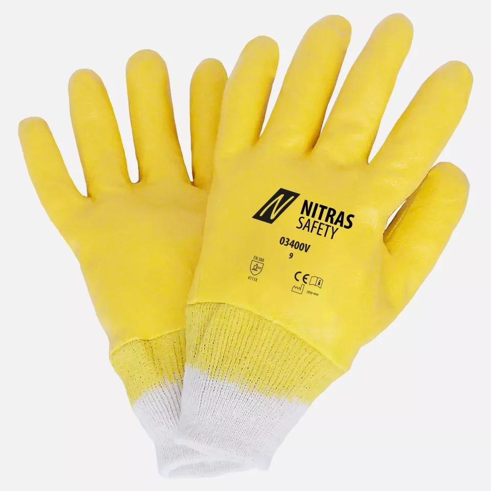Nitras 03400V, Nitrile Gloves Cotton, Yellow, image 1, gallery thumbnail