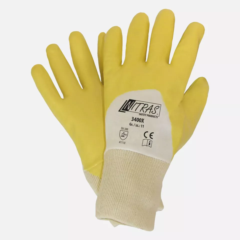 Nitras 3400X, Premium Nitrile Gloves White, Yellow, image 1, gallery thumbnail