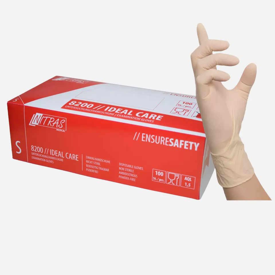 Nitras 8200, IDEAL CARE Disposable Latex Gloves, Natural Colour, image 1, gallery thumbnail