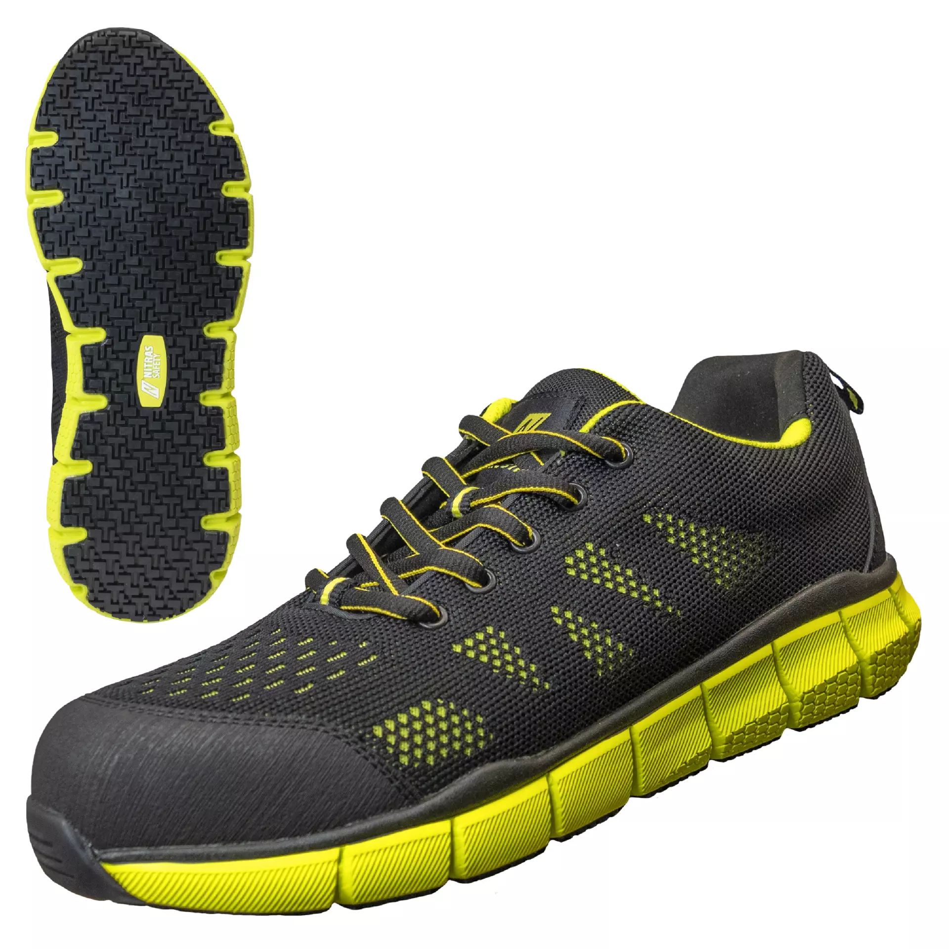 Nitras 7440-1042, SONIC STEP S1O Safety Shoes, Black/Lime