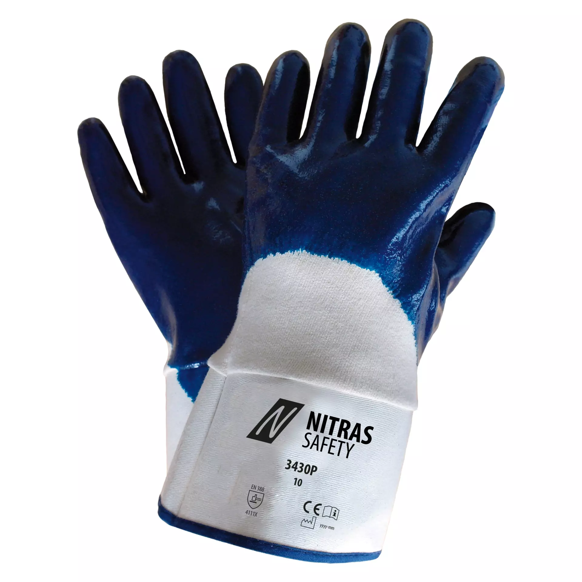 NITRAS 3430P, Premium Nitrile Gloves White, Size 10, image 1
