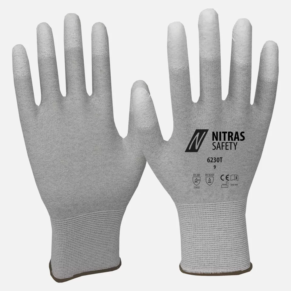 Nitras 6230T, Antistatic Gloves, Grey, image 1, gallery thumbnail