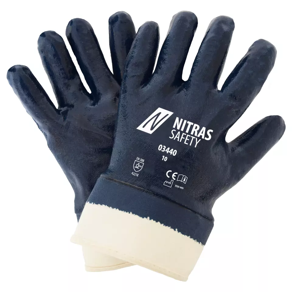 NITRAS 03440, Nitrile Gloves Cotton, Blue, image 1, gallery thumbnail