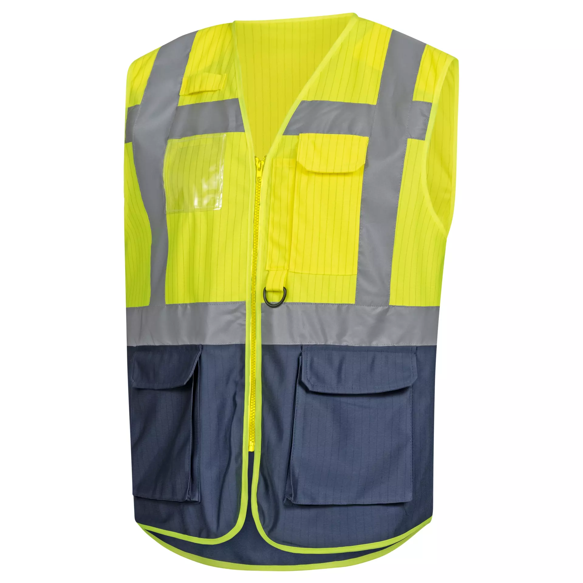 Nitras 7118-4021, High-Visibility Waistcoat, Neon Yellow/Navy Blue, image 1