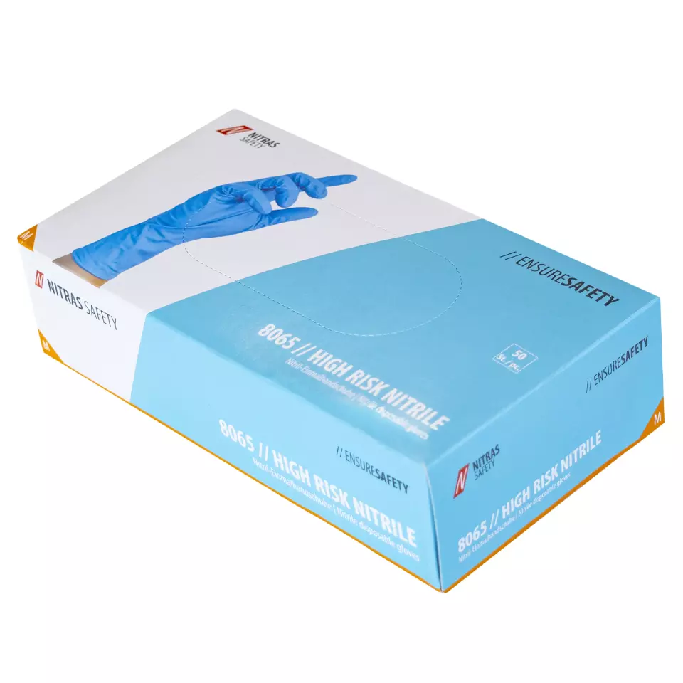 NITRAS 8065-2200, HIGH RISK Disposable Nitrile Gloves, Blue, image 4, gallery thumbnail
