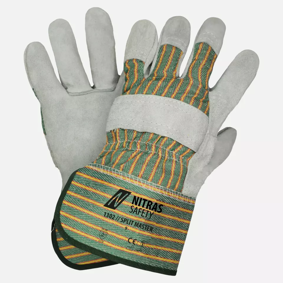 Nitras 1302, SPLIT MASTER Cow Split Leather Gloves, Green, image 1, gallery thumbnail
