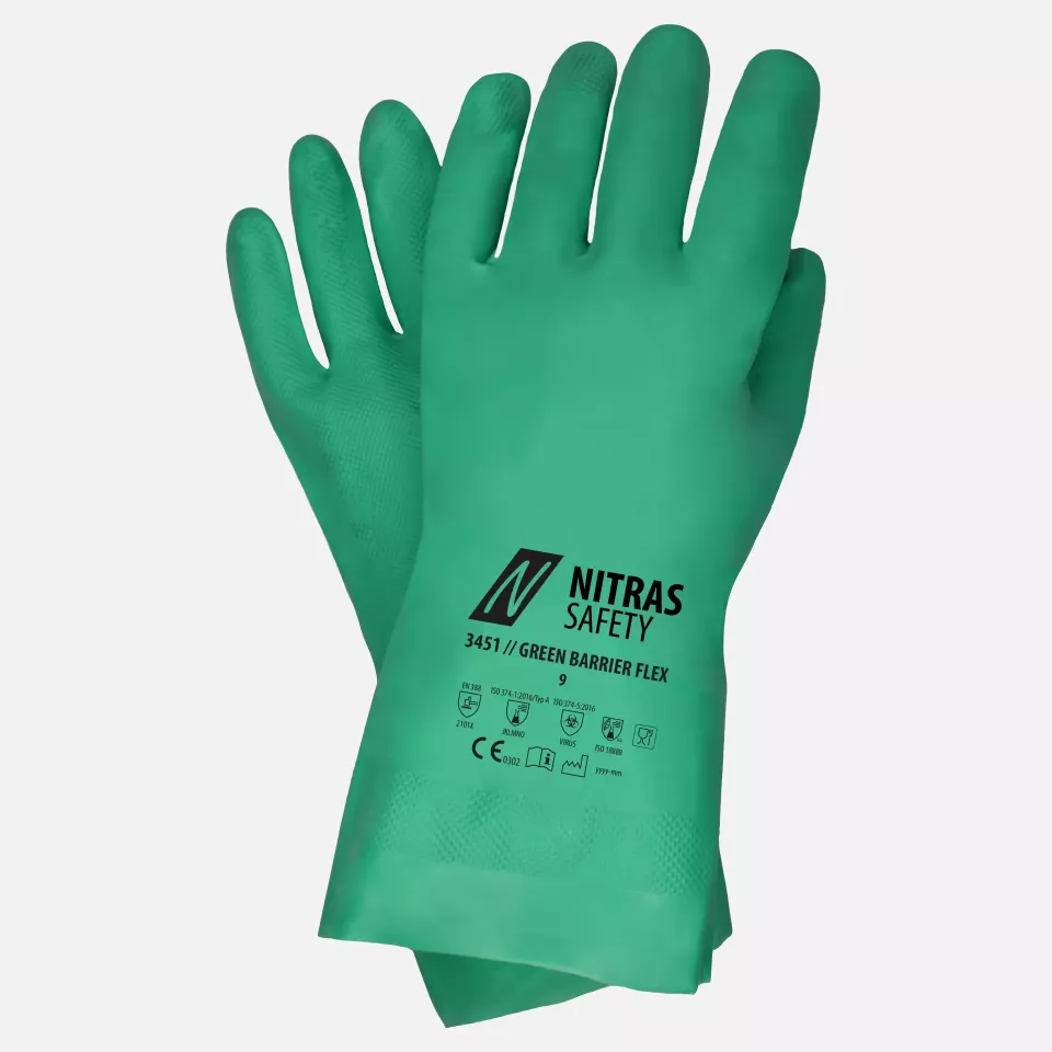 Nitras 3451, GREEN BARRIER FLEX Chemical Protective Gloves, Green, image 1, gallery thumbnail