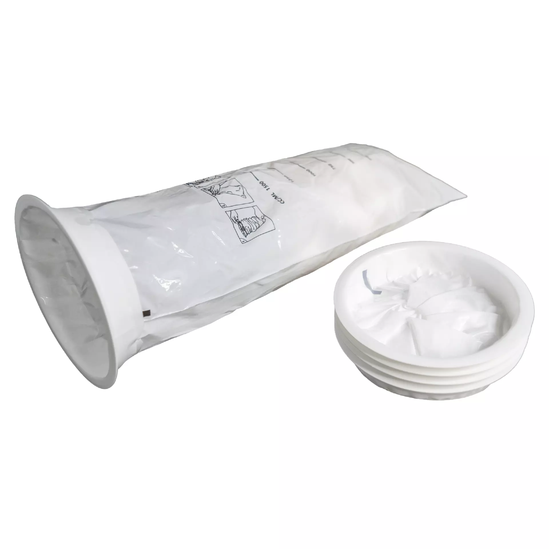 NITRAS 421500, Disposable Spit Bag with Sealing Ring, White, image 1