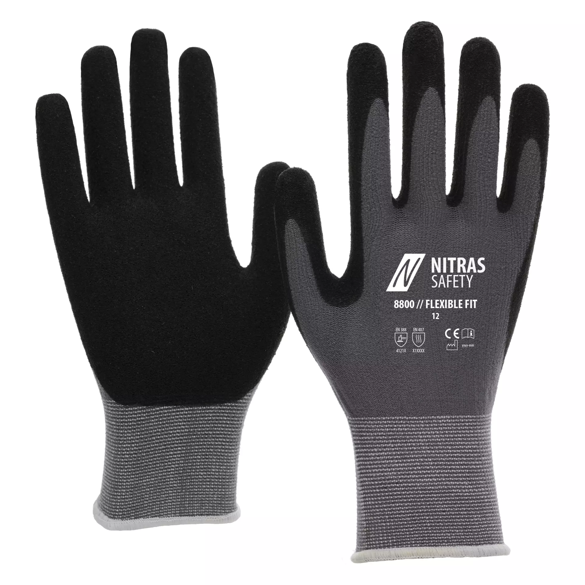 NITRAS 8800, FLEXIBLE FIT Knitted Gloves, Grey, image 1