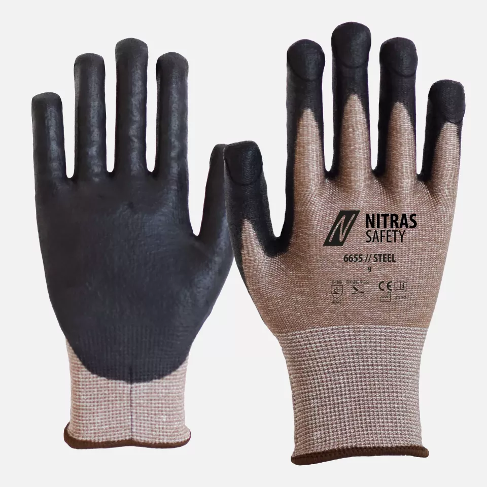 Nitras 6655, STEEL Cut And Puncture protection Gloves, Brown, image 1, gallery thumbnail