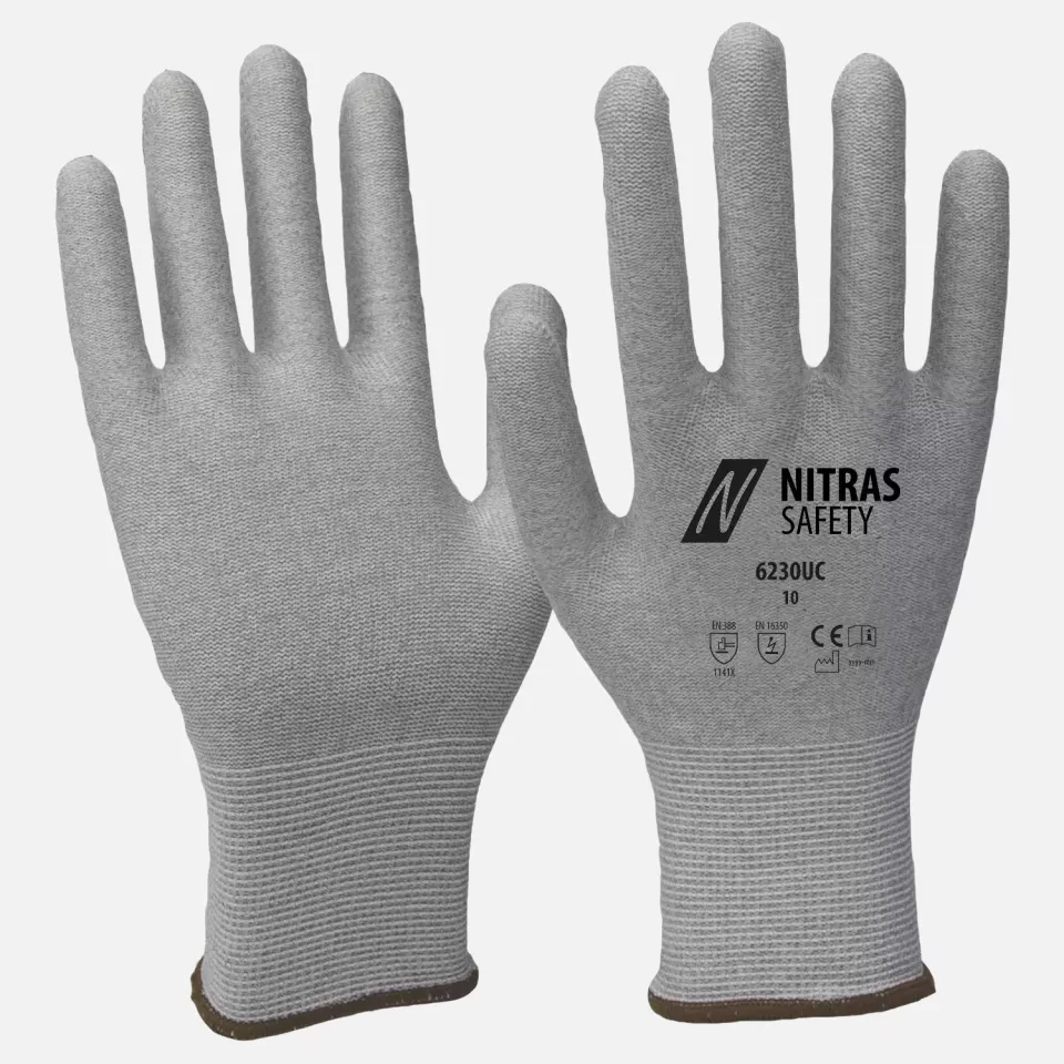 Nitras 6230UC, Antistatic Gloves, Grey, image 1, gallery thumbnail