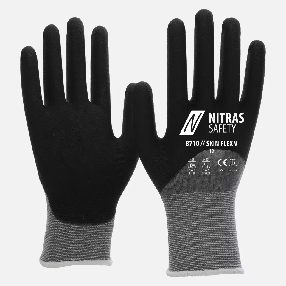 Nitras 8710, SKIN FLEX V Knitted Gloves, Black, image 1, gallery thumbnail