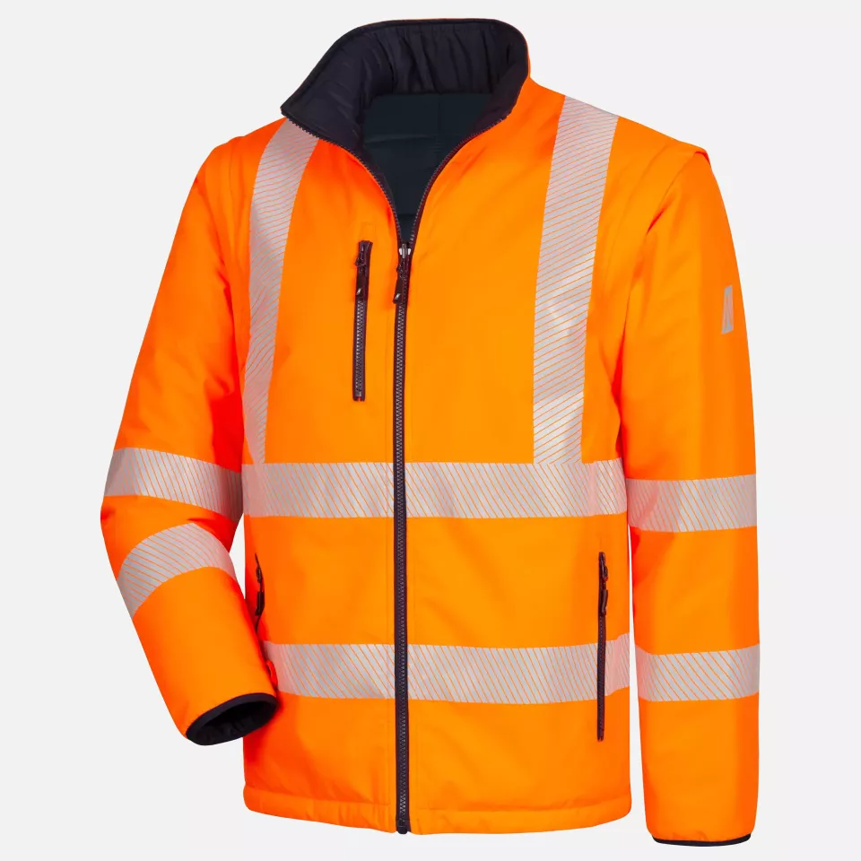 Nitras 7179-4121, MOTION TEX VIZ PLUS Multifunctional High-Visibility Jacket, Neon Orange/Navy Blue, image 6, gallery thumbnail