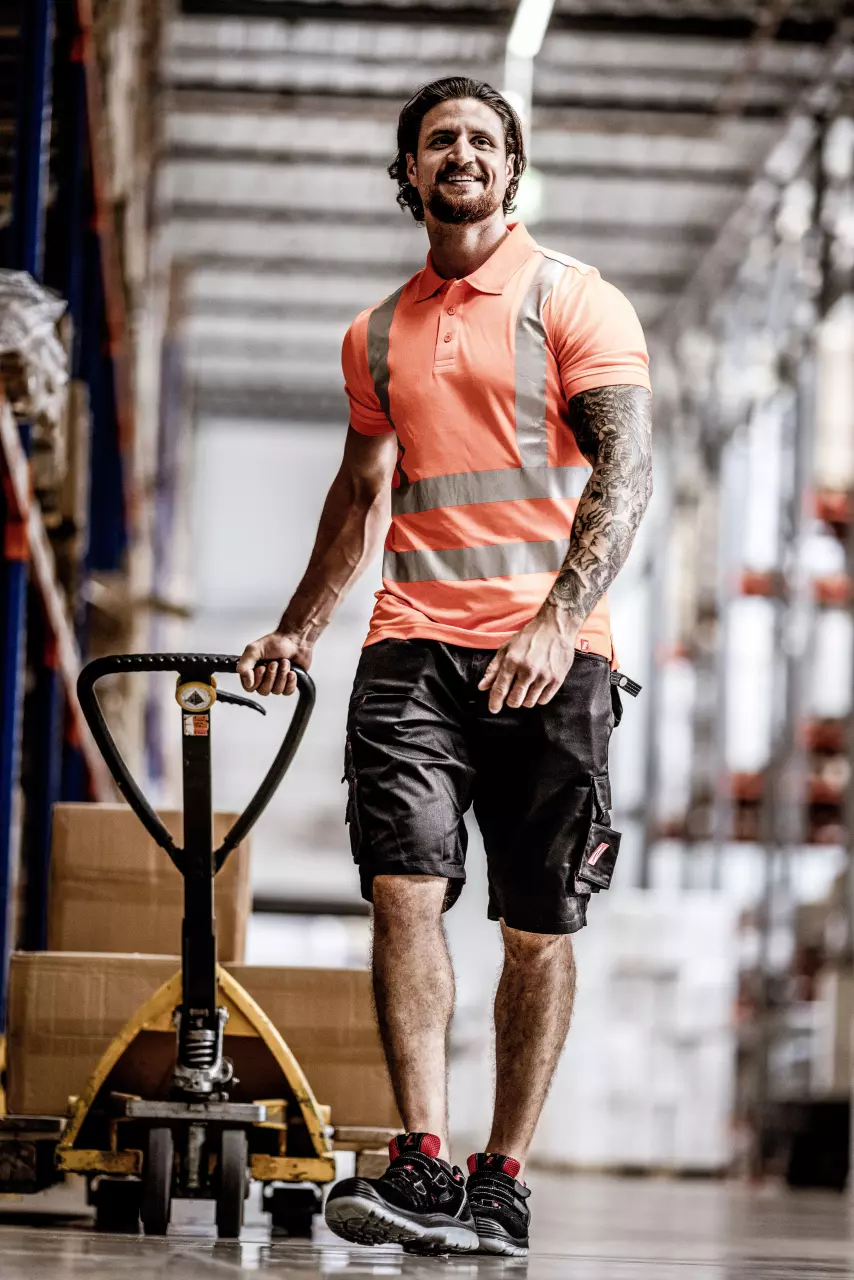 Nitras 7013-4100, MOTION TEX VIZ Reflective Polo Shirt, Neon Orange, image 3, gallery thumbnail