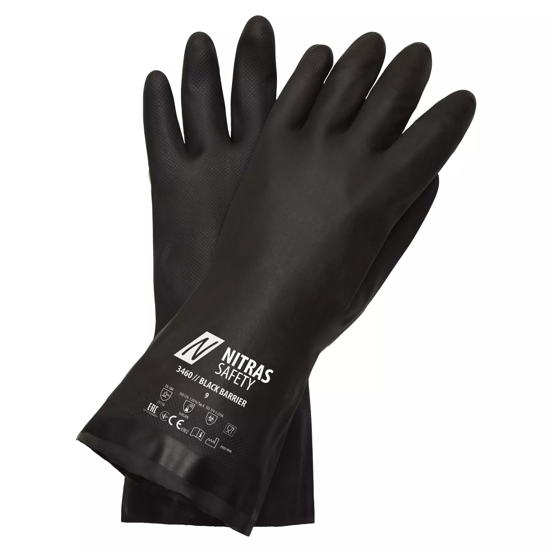 Nitras 3460, BLACK BARRIER Chemical Protective Gloves, Black