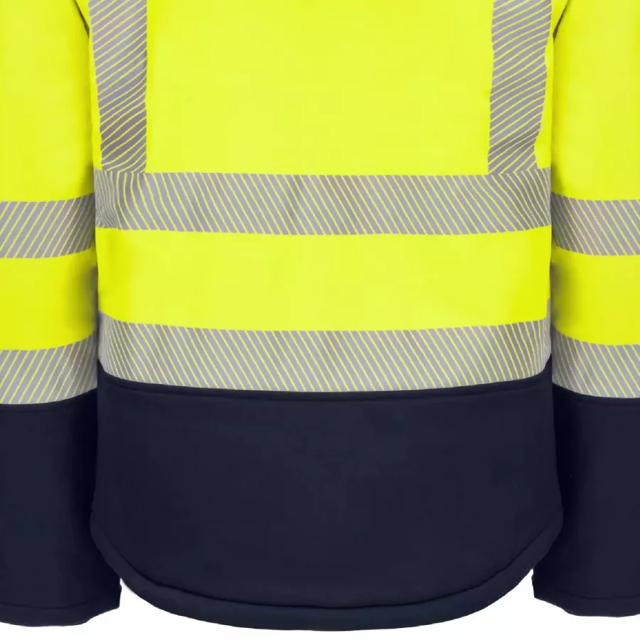 **Verlängerter Rücken** bietet zusätzliche Wärme und Abdeckung, damit Sie sich bei aktiver Arbeit im Freien wohlfühlen.