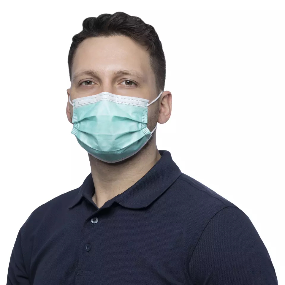 Nitras Medical 4332, PROTECT medical face mask, green, image 1, gallery thumbnail