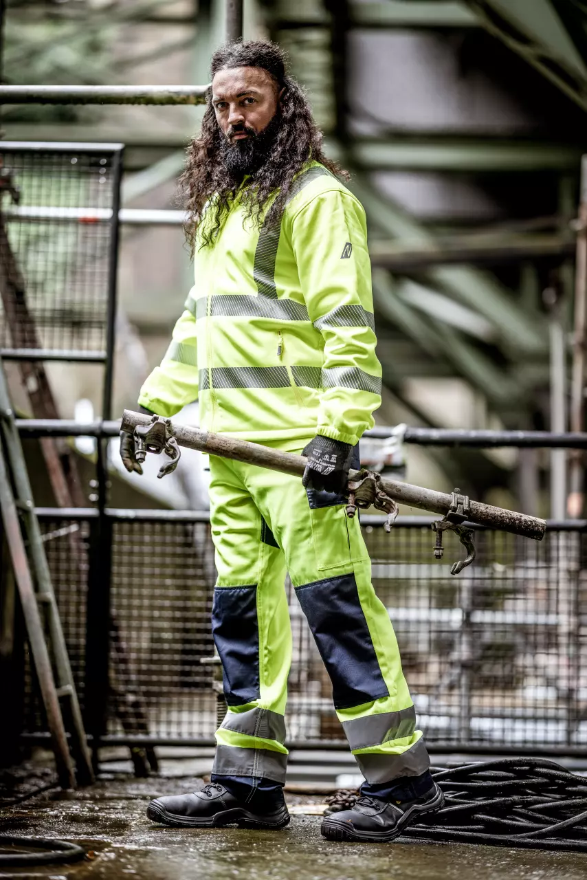 Nitras 7060-4000, MOTION TEX VIZ High-Visibility Fleece Jacket, Neon Yellow, image 3, gallery thumbnail