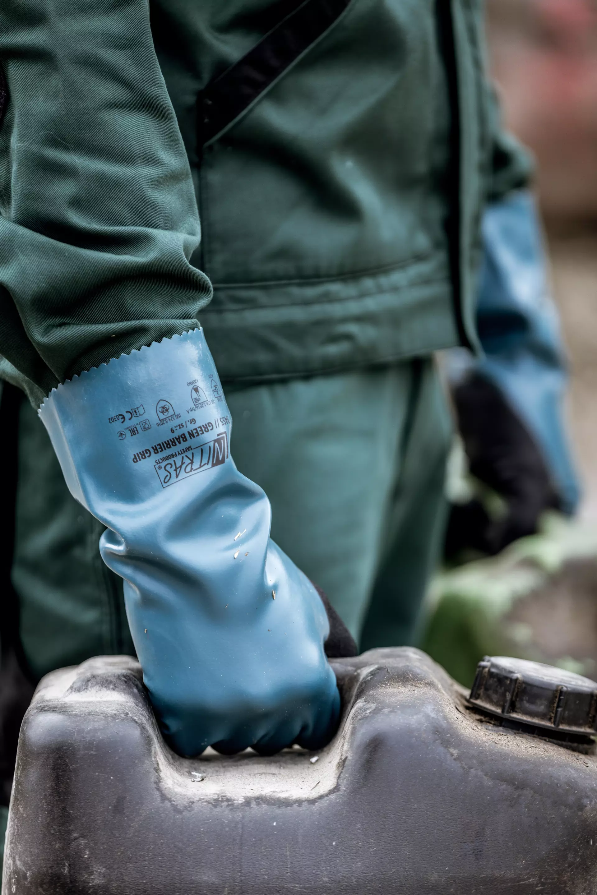 NITRAS 3455, GREEN BARRIER GRIP Chemical Protective Gloves, Teal, image 2