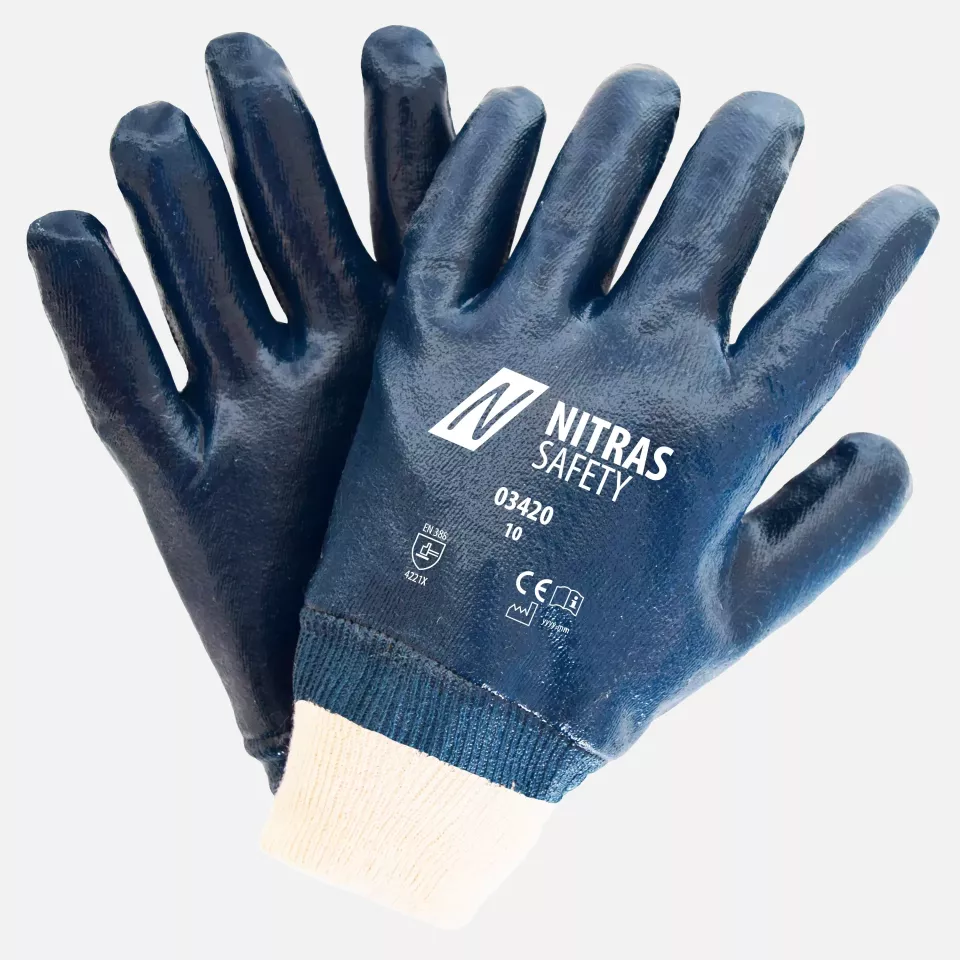 Nitras 03420, Nitrile Gloves Cotton, Blue, image 1, gallery thumbnail