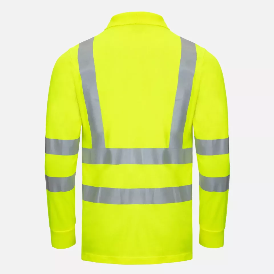Nitras 7014-4000, MOTION TEX VIZ Reflective Long Sleeved Polo Shirt, Neon Yellow, image 2, gallery thumbnail