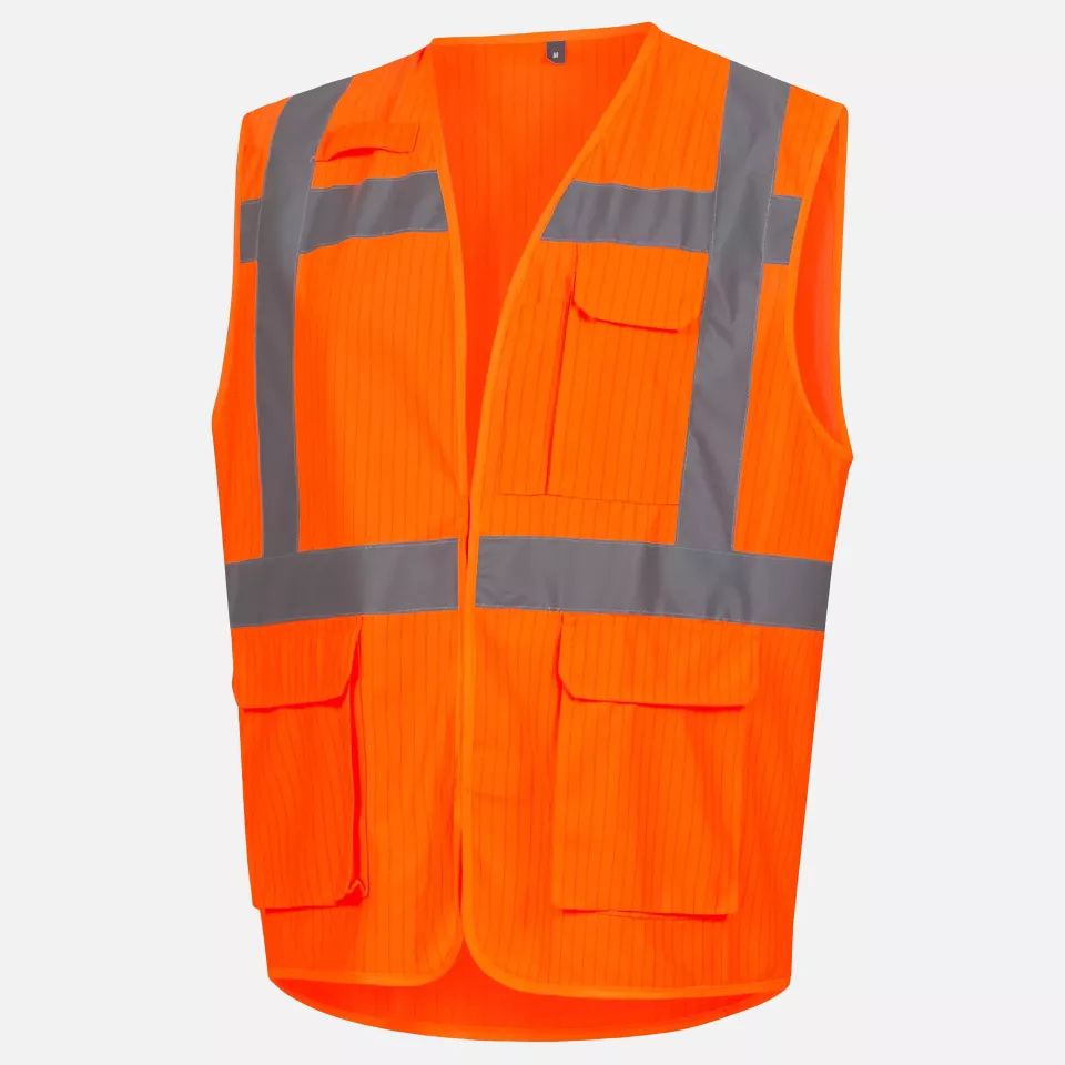 Nitras 7119-4100, High-Visibility Waistcoat, Neon Orange, image 1, gallery thumbnail