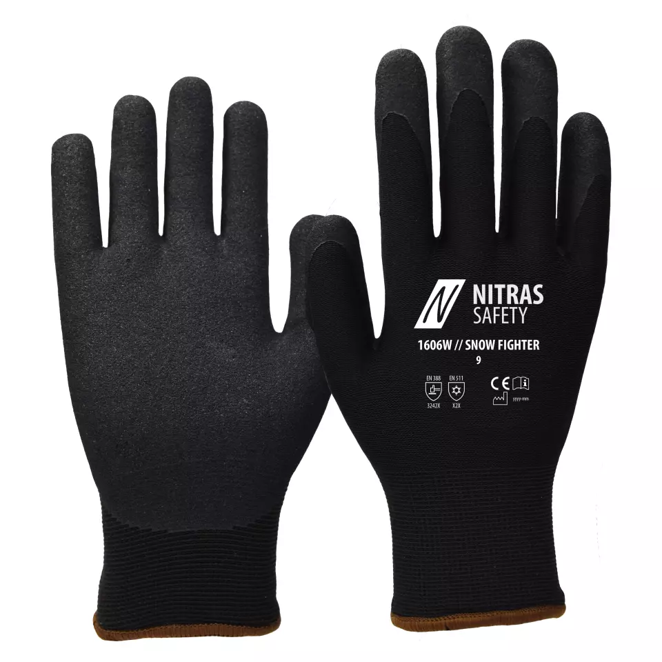 NITRAS 1606W, SNOW FIGHTER Winter Gloves, Black, image 1, gallery thumbnail