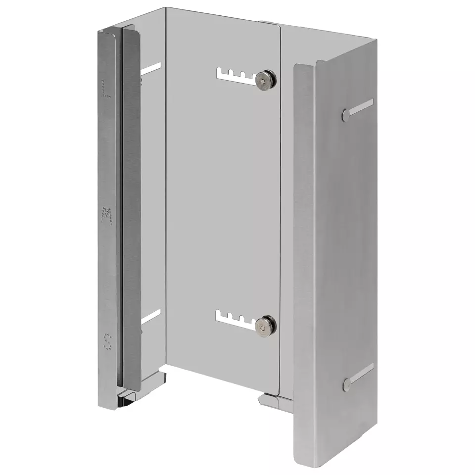 Nitras Medical 526095, Glove holder, stainless steal, silver, for three glove boxes with size labeling, image 1, gallery thumbnail