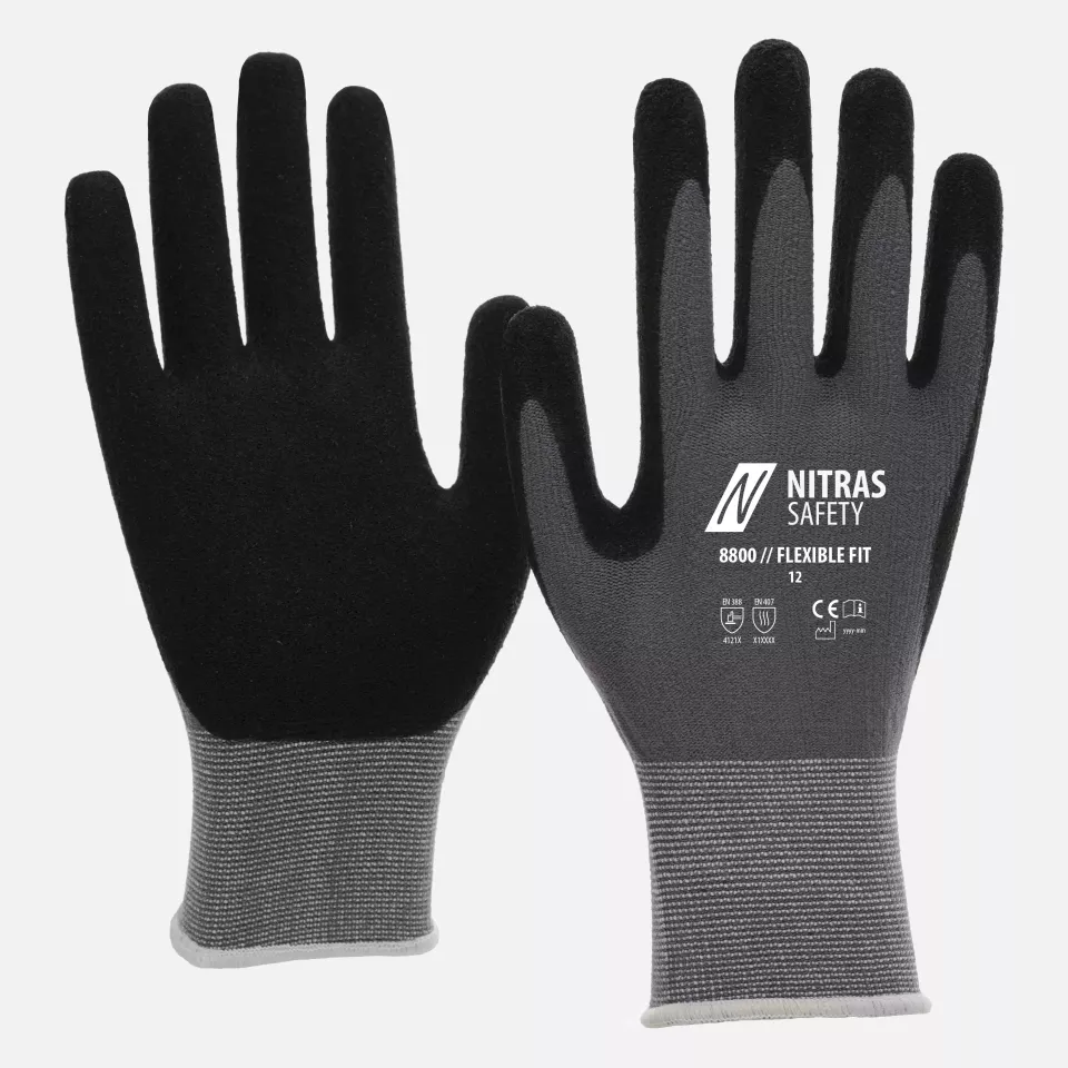 Nitras 8800, FLEXIBLE FIT Knitted Gloves, Grey, image 1, gallery thumbnail