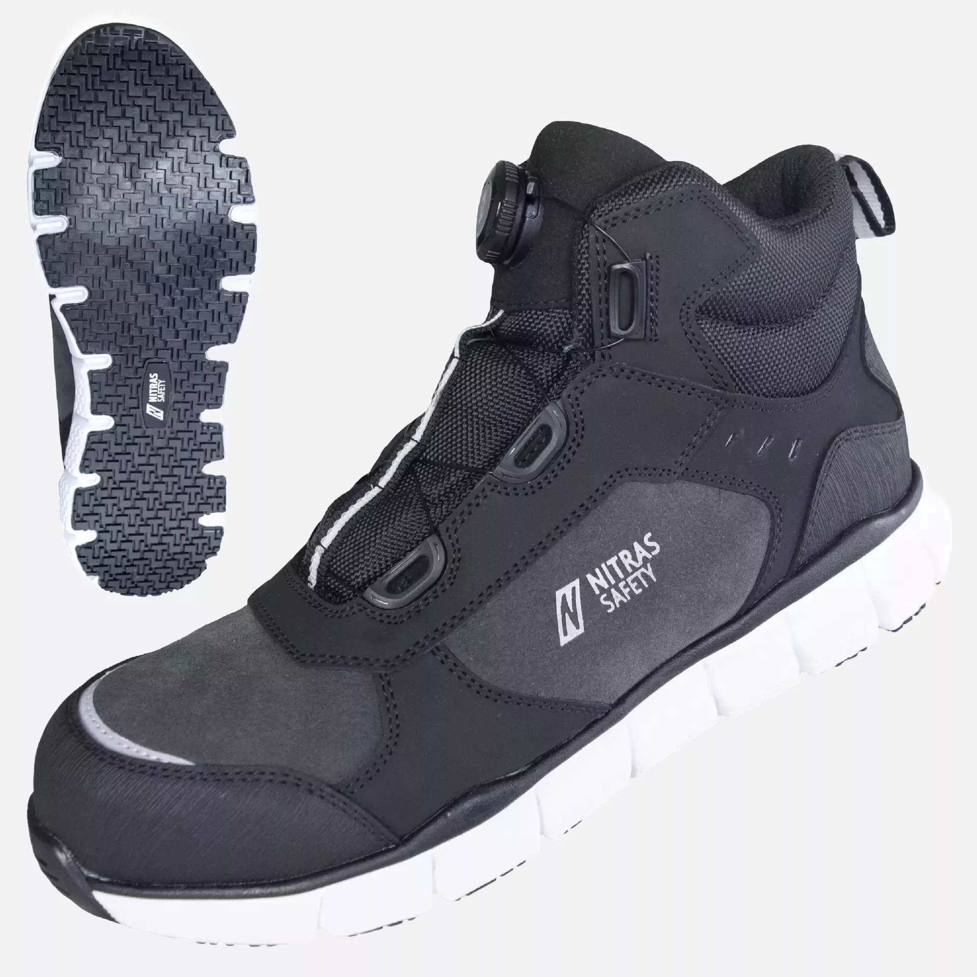 Nitras 7446-1210, SONIC STEP FIT MID S3S FO HRO SC SR Halbhohe Sicherheitsstiefel, Grau/Schwarz, image 1