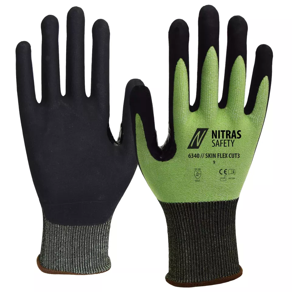 NITRAS 6340, SKIN FLEX CUT3 Cut protection Gloves, Green, image 1, gallery thumbnail
