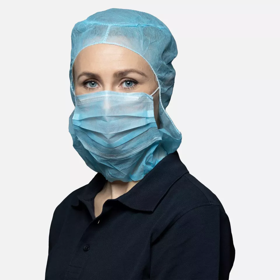Nitras Medical 4022, Astro caps with integrated 2-ply face mask with nosepiece, image 1, gallery thumbnail