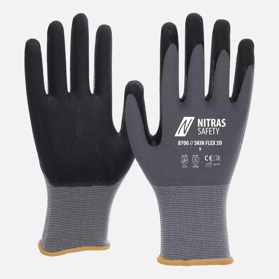 Nitras 8700, SKIN FLEX Knitted Gloves, Grey, image 1, gallery thumbnail