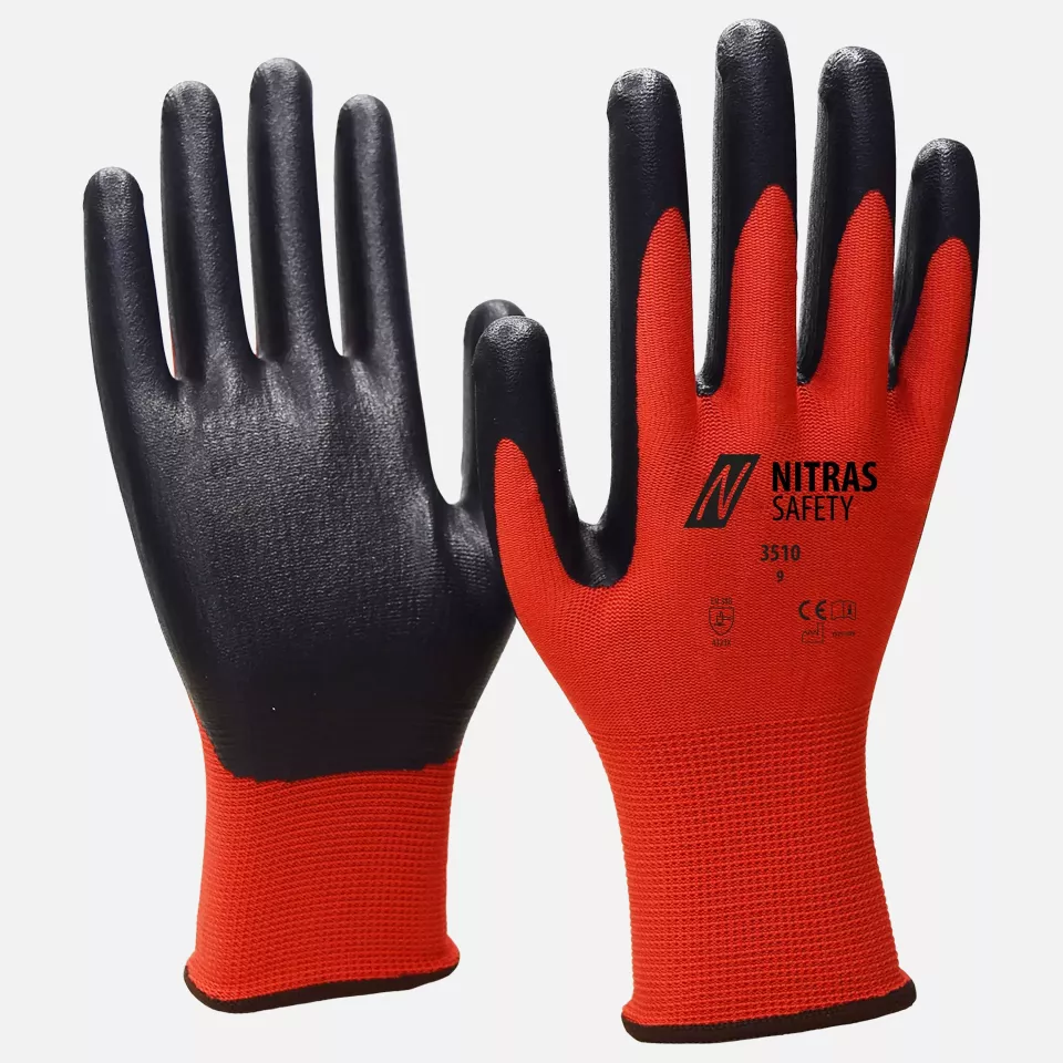 Nitras 3510, Nylon Gloves, Red, image 1, gallery thumbnail
