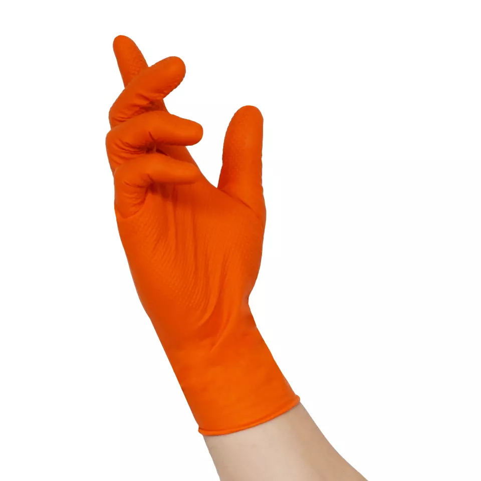 NITRAS 8335, TOUGH GRIP N Nitrile Disposable Gloves, Orange, image 2, gallery thumbnail