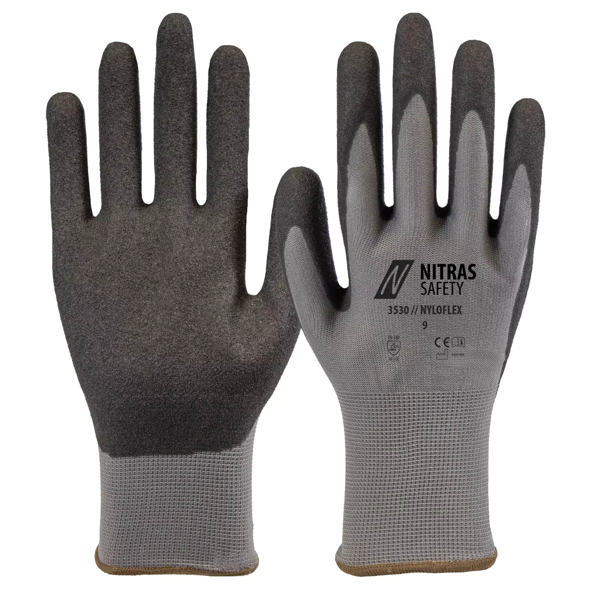 Nitras 3530-1210, NYLOFLEX Assembly gloves, Grey/Black