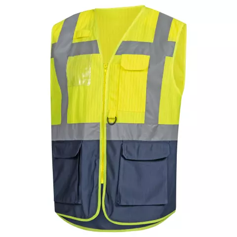 Nitras High-Visibility Waistcoat, Neon Yellow/Navy Blue