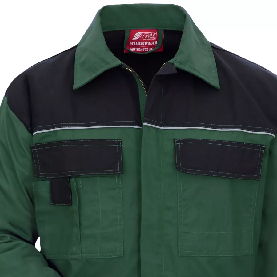 **Front Zipper with Wind Stopper** keeps chilly drafts out so you stay warm and focused on your work.