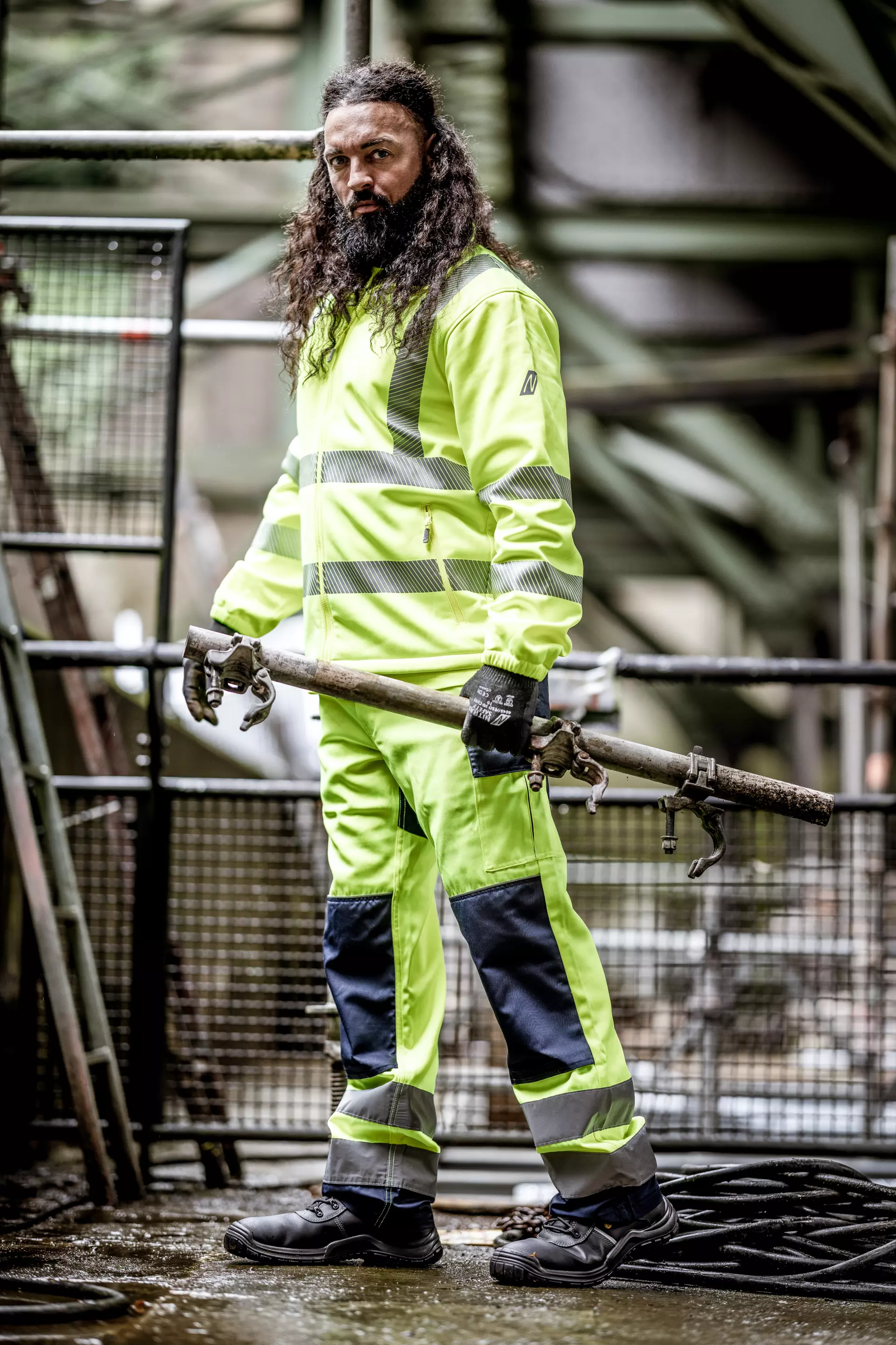 Nitras 7060-4000, MOTION TEX VIZ High-Visibility Fleece Jacket, Neon Yellow, image 3