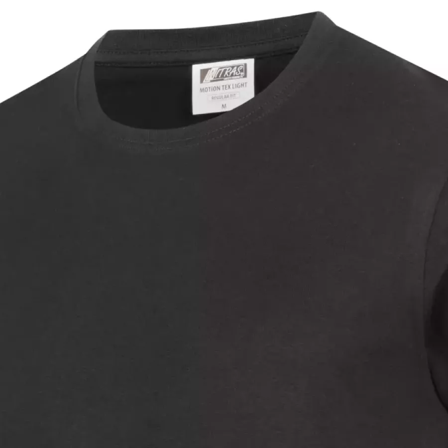 **Ribbed Round Neckline** sits comfortably and keeps its shape for a clean, easygoing look.