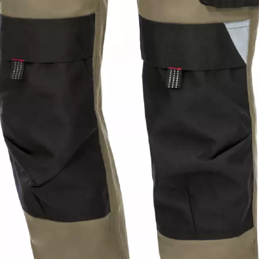 **Kniepolster-Taschen** ermöglichen zusätzliche Polsterung bei knienden Arbeiten.