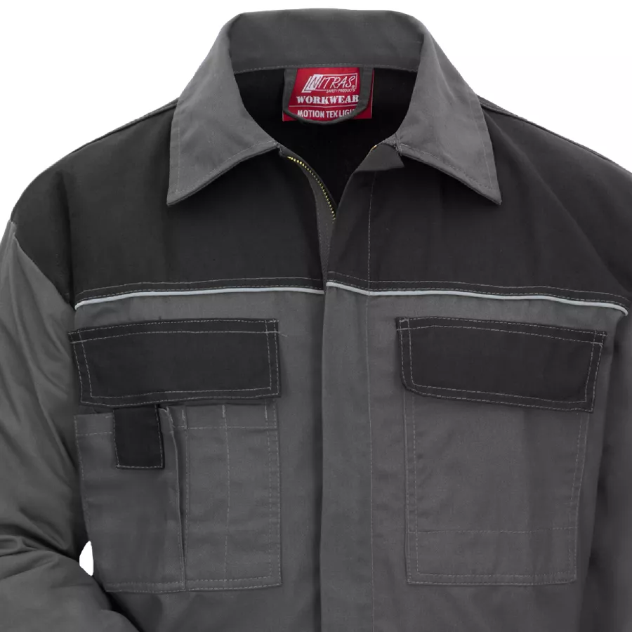 **Front Zipper with Wind Stopper** keeps chilly drafts out so you stay warm and focused on your work.