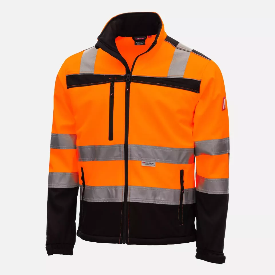 Nitras 7170, MOTION TEX VIZ Reflective Softshell Jacket, Neon Orange, image 1, gallery thumbnail