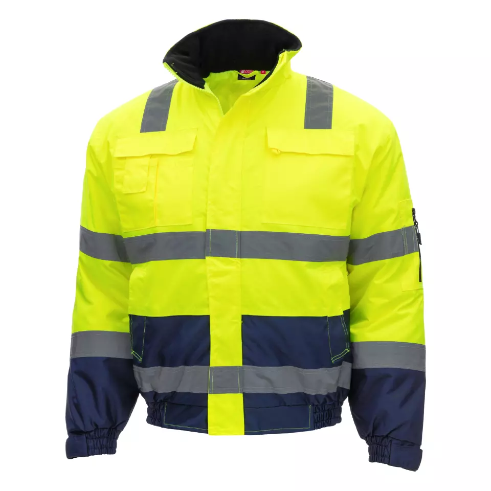 Nitras 7143, MOTION TEX VIZ Reflective Pilot Jacket, Neon Yellow, image 1, gallery thumbnail
