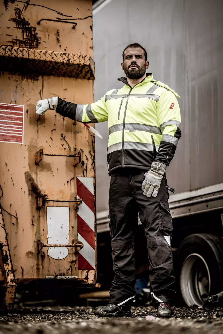 Nitras 7171, MOTION TEX VIZ Reflective Softshell Jacket, Neon Yellow, image 3, gallery thumbnail