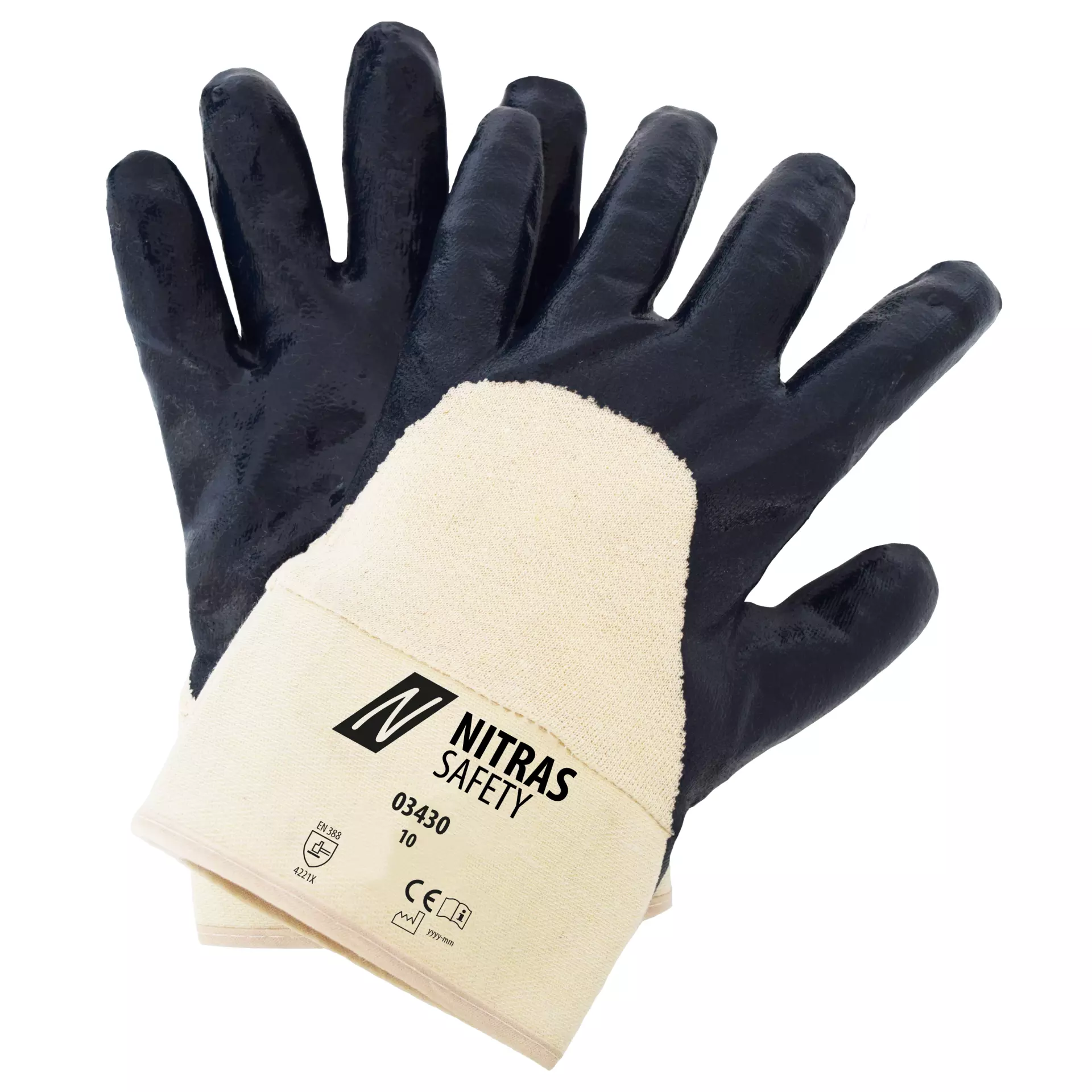 Nitras 03430, Nitrile Gloves Cotton, Blue, image 1