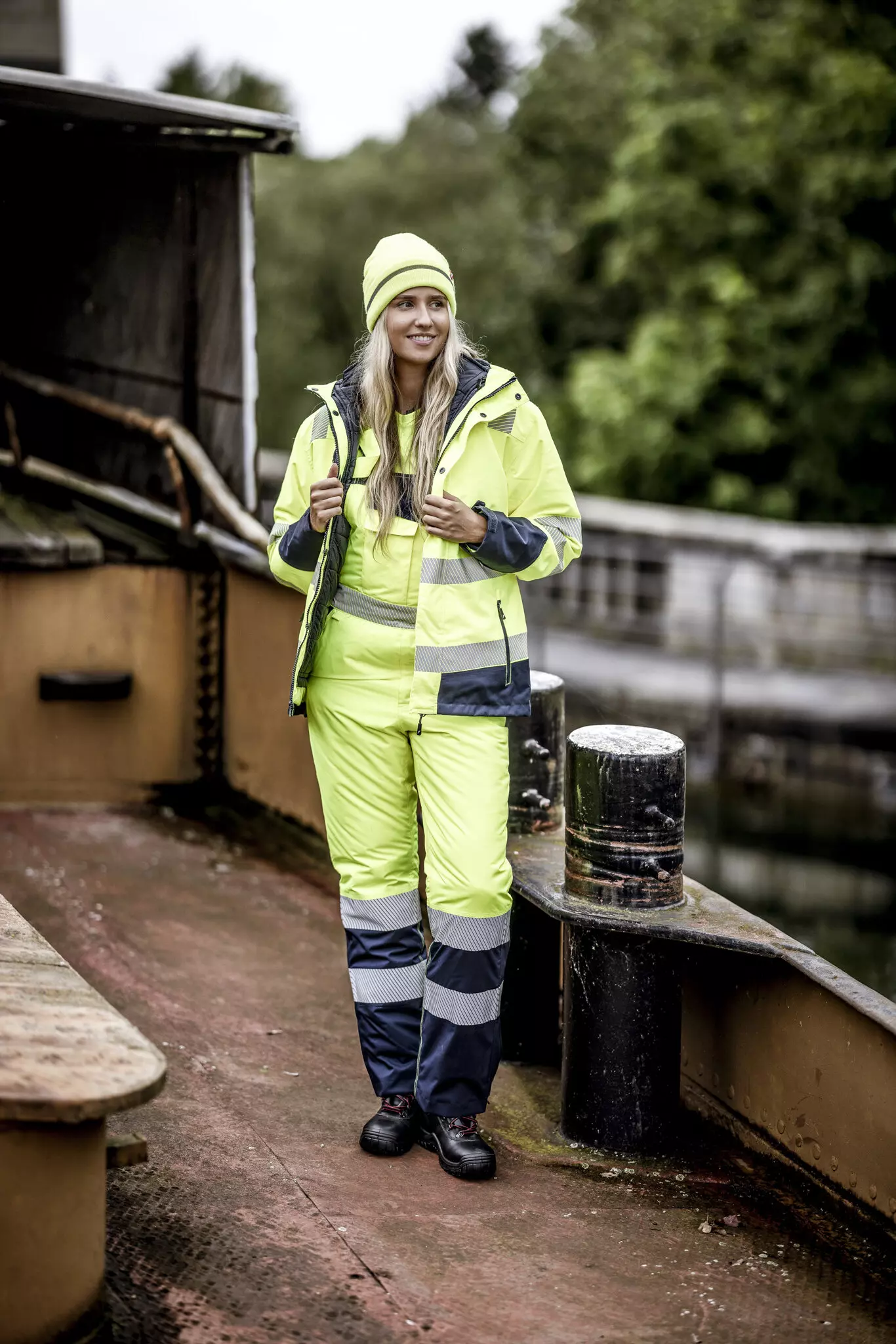 Nitras 7581-4021, MOTION TEX VIZ High-Visibility Winter Bib-Pants, Neon Yellow, image 3