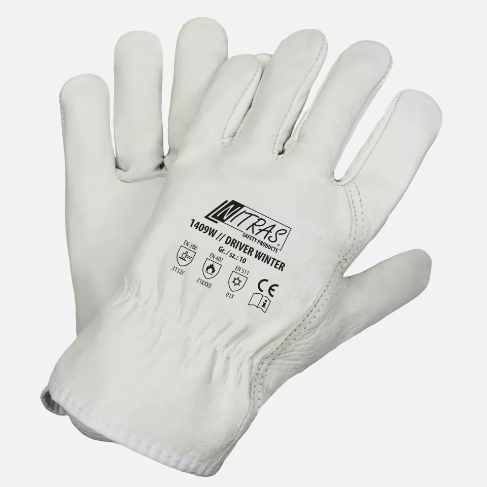 Nitras 1409W, DRIVER WINTER Cow Grain Leather Gloves, Grey, image 1, gallery thumbnail